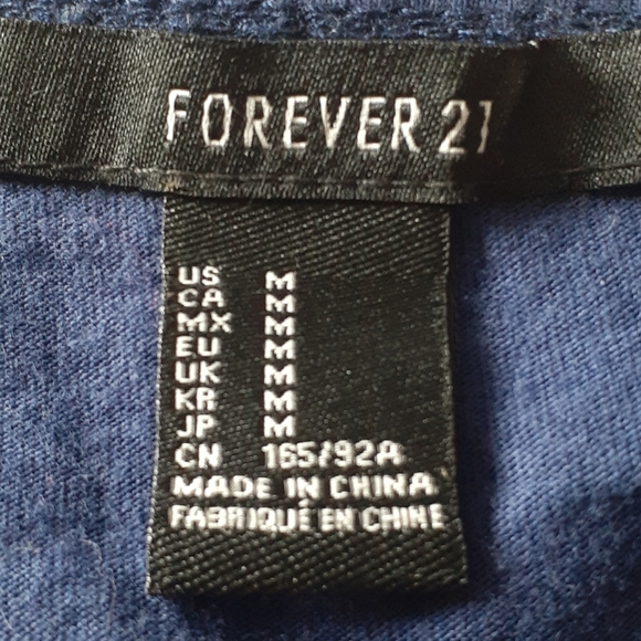 Forever 21 Long Sleeves Lace Blue Top Sz M - Picture 6 of 7